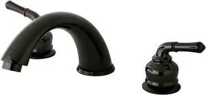 Kingston Brass NB360 Water Onyx Roman Tub Filler with Twin Lever Handle, Black Stainless Steel