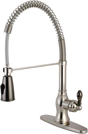 Gourmetier GS8898DKL Kaiser Single-Handle Pre-Rinse Kitchen Faucet, Brushed Nickel/Black Stainless Steel