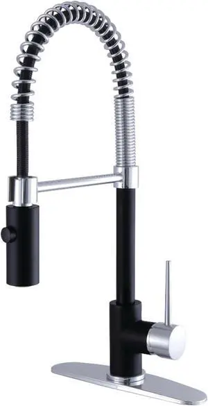 Gourmetier LS8777NYL Single-Handle Pull-Down Kitchen Faucet, Matte Black/Chrome