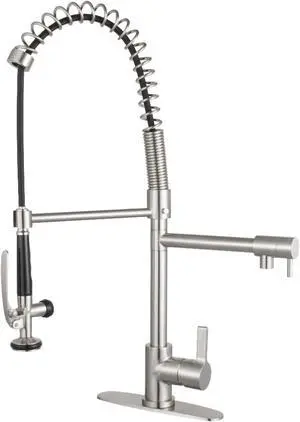 Gourmetier LS8508CTL Continental Single-Handle Pre-Rinse Kitchen Faucet, Brushed Nickel