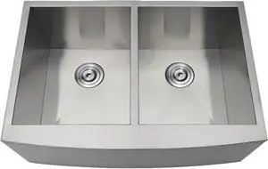 Gourmetier GKUDF302110 Undermount Stainless Steel Double Farmhouse Kitchen Sink, Brushed