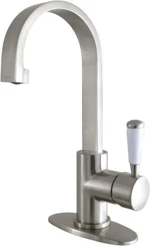 Fauceture LS8218DPL Paris Single-Handle Bathroom Faucet with Deck Plate & Drain, Brushed Nickel