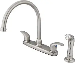 Kingston Brass KB6798LLSP 8-Inch Centerset Kitchen Faucet, Brushed Nickel