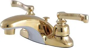 Kingston Brass KB622FL 4 in. Centerset Bathroom Faucet, Polished Brass