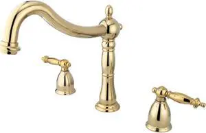 Kingston Brass KS1342TL Heritage Roman Tub Filler & Metal Lever Handle Polished Brass