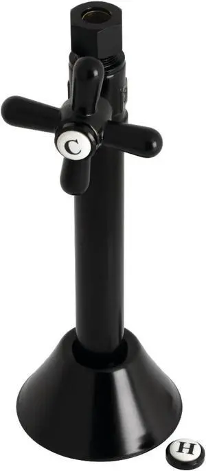 Kingston Brass CC83250X 1/2" Sweat, 3/8" O.D. Comp Straight Shut-off Valve with 5" Extension, Matte Black