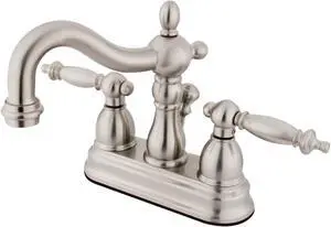 Kingston Brass KB1608TL 4 in. Centerset Bathroom Faucet, Brushed Nickel