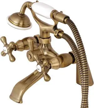 Kingston Brass KS267AB Clawfoot Tub Filler Faucet With Hand Shower, Antique Brass