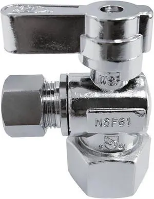 1/2" FIP x 3/8" O.D. Comp Angle Shut Off Valve, Polished Chrome