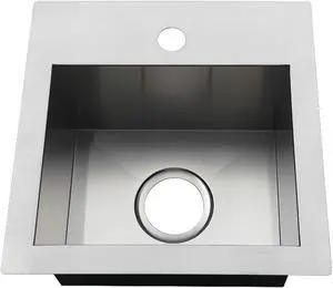 Gourmetier GKDS151581 15" Single Bowl Dual Mount Drop-In or Undermount Bar Sink, Brushed