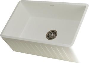 Gourmetier GKFA301810CD Solid Surface Matte Stone Apron Front Farmhouse Single Bowl Kitchen Sink, Matte White