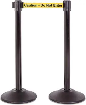 Black post and 7.5' Caution -Do Not Enter Belt - 2 pack Black post and 7.5' Caution -Do Not Enter Belt - 2 pack