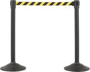 US WEIGHT U2000CYB Barrier Post with Belt, Black, 6 1/2 ft Length, 38 1/2 in