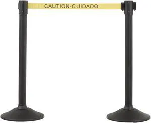 Black post and 6.5' English/Spanish - Caution/Cuidada Belt -  2 pack