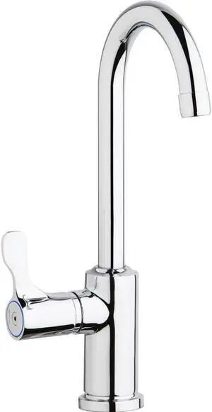 Elkay Single Hole 12-1/2" Deck Mount Faucet with Gooseneck Spout Lever Handle on Left Side Chrome