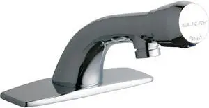 Elkay Single Hole Deck Mount Metered Lavatory Faucet with Cast Fixed Spout Push Button Handle with Escutcheon Chrome