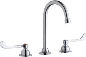 Elkay 8" Centerset with Concealed Deck Faucet with 5" Gooseneck Spout 6" Wristblade Handles Chrome
