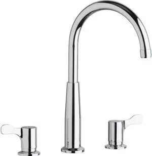 Elkay 8" Centerset Concealed Deck Mount Faucet with Gooseneck Spout and 2-5/8" Lever Handles Chrome