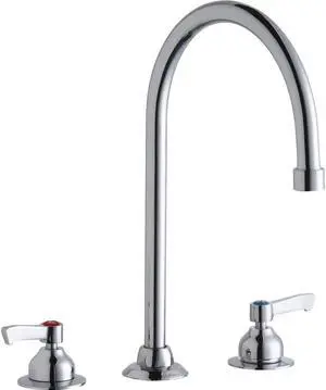 Elkay 8" Centerset with Concealed Deck Faucet with 8" Gooseneck Spout 2" Lever Handles Chrome