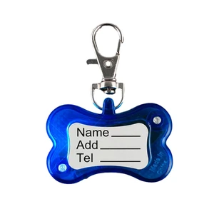 Blue Flashing Dog Bone Body Name Tag Safety Light Blue Flashing Dog Bone Body Name Tag Safety Light