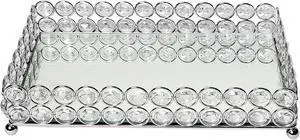Elegant Designs Elipse Crystal Decorative Mirrored Jewelry or Makeup Vanity Organizer Tray, Chrome