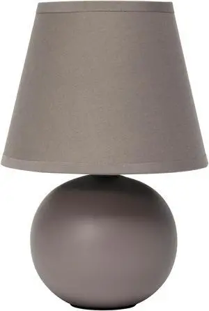 Simple Designs Mini Ceramic Globe Table Lamp, Gray