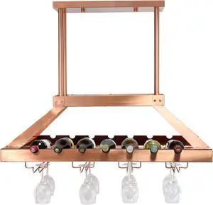 Elegant Designs 2 Light LED Overhead Wine Rack, Copper