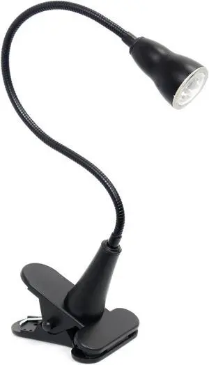 Simple Designs 1W LED Gooseneck Clip Light Desk Lamp, Black