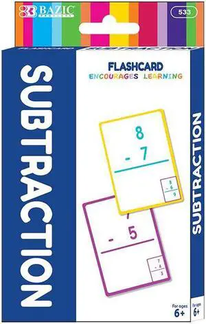 BAZIC Subtraction Flash Cards (36/Pack), Case Pack 24