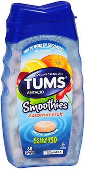 Tums Smoothies Extra Strength 750 Chewable Tablets Assorted Fruit - 60 ct