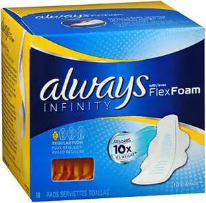 Always Infinity FlexFoam Pads Regular Flow - 18 ct