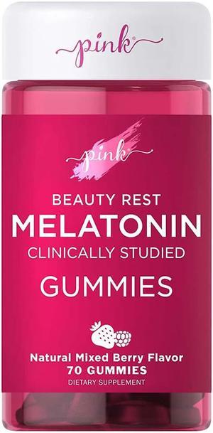 Natures Truth Pink Beauty Rest Melatonin Gummies Natural Mixed Berry Flavor  70 ct