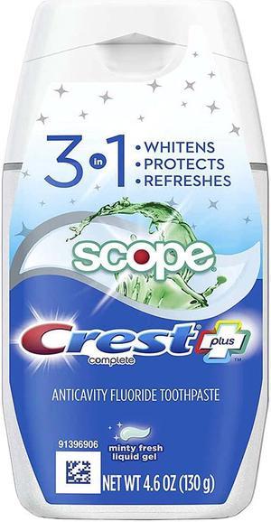 Crest Complete Multi-Benefit Tartar Control Whitening + Scope Toothpaste Liquid Gel Minty Fresh - 4.6 oz
