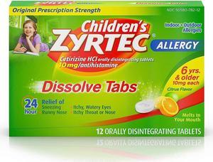 Zyrtec Children's Allergy Dissolve Tabs Citrus Flavor 10mg -12 Dissolve Tablets