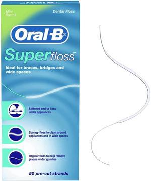 Oral-B Superfloss Dental Floss Pre-Cut Strands Mint - 50 ct