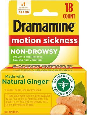 Dramamine Non-Drowsy Naturals With Ginger Motion Sickness Relief Capsules - 18 Tablets