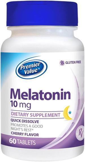 Premier Value Melatonin Quick Dissolve Vitamin Supplement -  10 mg, Tablet 60 ct