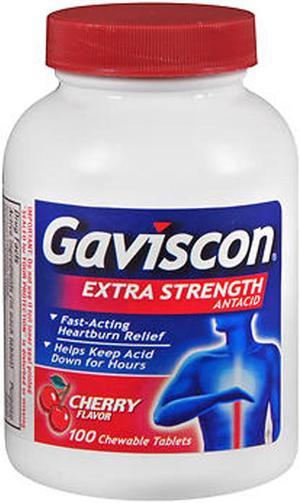 Gaviscon Extra Strength Antacid Chewable Tablets Cherry Flavor - 100 ct