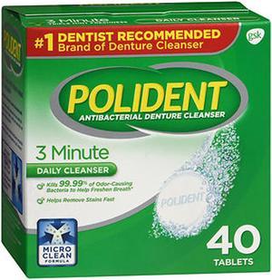Polident 3 Minute Antibacterial Denture Cleanser Tablets - 40 ct