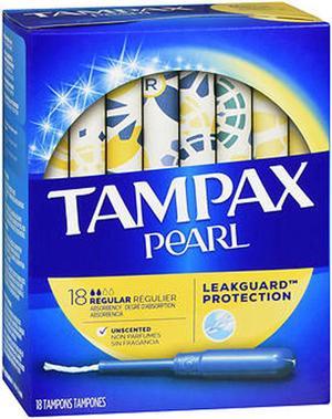 Tampax Pearl Tampons, Plastic Applicator, Regular Absorbency - 18 ct