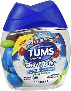 TUMS Ultra Strength 1000 Chewy Bites Cooling Sensation Fruit Fusion - 28 ct