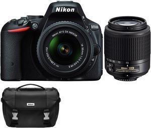 Nikon D5500 WiFi Digital SLR Camera  1855mm G VR DX II AFS Zoom Black with 55200mm G DX AFS ED Lens  Case