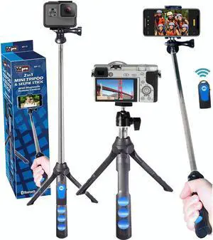 VidPro 2-in-1 Mini Tripod & Selfie Stick with Bluetooth Remote Control #MP-15
