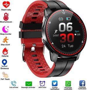 Smart Watch for Android iOS Phones, IP68 Waterproof Smart Watch, Fitness Tracker with Blood Pressure Heart Rate and Sleep Monitor, Smartwatch Compatible iPhone Android Phone for Men Women Red