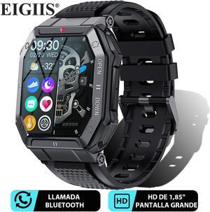 Military Smart Watch for Men with Bluetooth Call Outdoor Tactical Sports Watch Rugged 1.85" HD Big Screen Fitness Tracker Heart Rate Sleep Monitor Pedometer Smartwatch Compatible with iPhone Android