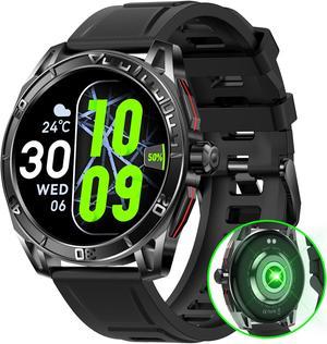 Military Smart Watch for Men AMOLED Always On Outdoor Tactical Smart Watch 1.43 Big Screen IP68 Waterproof Fitness Watch with Heart Rate Sleep Tracker Rugged Bluetooth Smartwatch for iOS Android