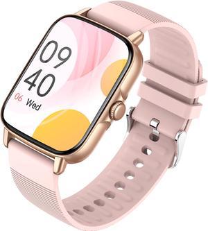 Smart Watches for Men (Answer/Make Calls), Fitness Tracker with Heart Rate Monitor Blood Pressure SpO2 Sleep Tracker Pedometer, 1.7'' HD Sports Smartwatch for iPhone Android Phones Pink