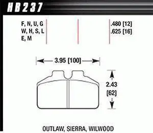 Hawk HB237U.625 DTC-70 PADS Wilwood BB AP Racing Outlaw