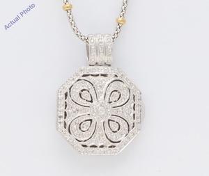 14k White and Yellow Gold Diamond Locket Pendant With Two Tone Chain (0.4 Ct G-H ,SI2)