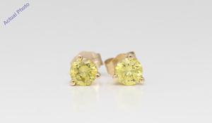 14k Yellow Gold Round Classic Yellow Solitaire Diamond Stud Earrings (0.75 Ct, Fancy Yellow(Irradiated), SI )